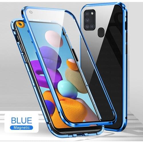 Magnetic Flip Case For samsung galaxy a21s a 21s 21 s a217F 6.5'' Double-sided tempered glass phone cover coque fundas cases