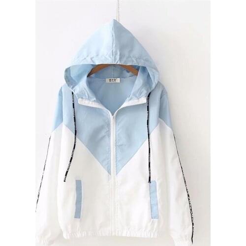Sweet Womens Spring Thin Sports Coat Loose Outwear Patchwork Cute Girl Fit Baseball Coat Student Style