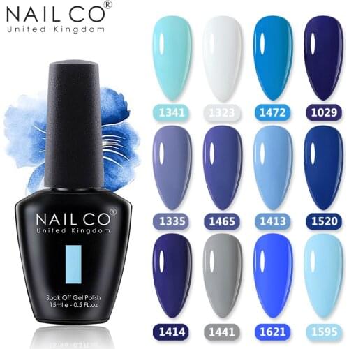 NAILCO 15ml Blue Colors Gel Varnish Hybrid Nail Gel Polish Manicure Semi Permanent UV Primer Top Coat Nail Art Gel Nail Polish