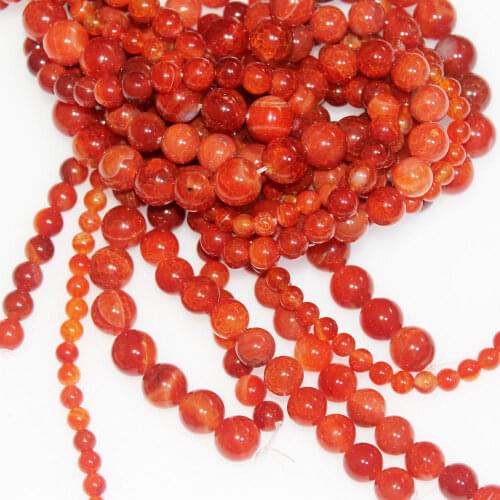 Wholesale Natural Carnelian Cracked Red Agates Stone Beads Round Loose Beads for Jewelry Making 6 8 10 12mm DIY Bracelet