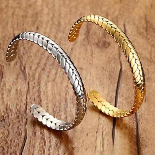 New Trendy simple ladies bracelet 8MM Classic Stainless Steel Bangles Gold Color For Women Wheat Bracelet Men Female Open Bangle