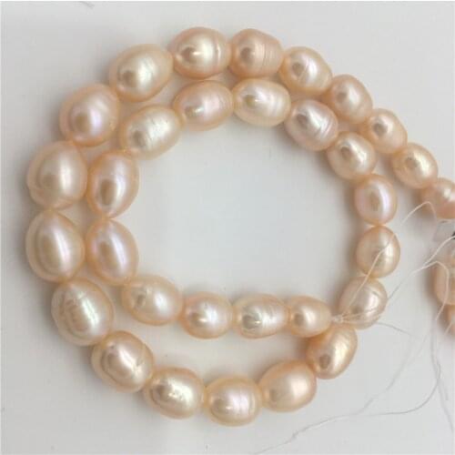 New natural freshwater pearl rice hape pink 10 - 11 MM loose beade 15"