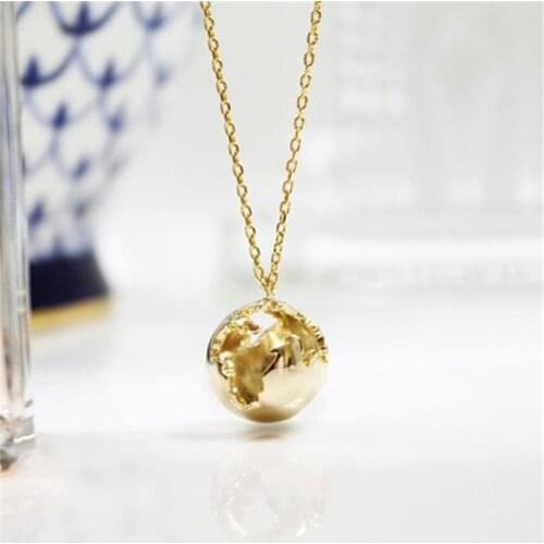 3D Earth Necklace For Women Men Stainless Steel World Planet Pendnets Necklace Gold Silver Color Jewelry Journey Map Choker BFF