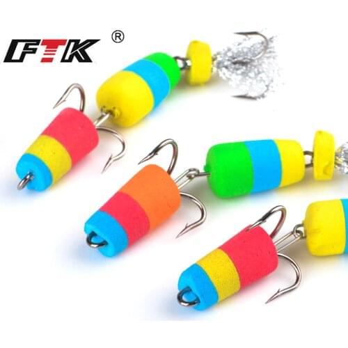 FTK 4pcs/pack Fishing Lure Soft Lure Swim baits Silicone lure Wobbler Bass Insect Bait Minnow Popper Floats Lure Jig head Swivel
