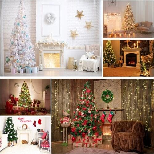 Christmas Theme Indoor Photography Background Christmas tree Fireplace Children Portrait Photo Backdrops 21712 YXSD-07