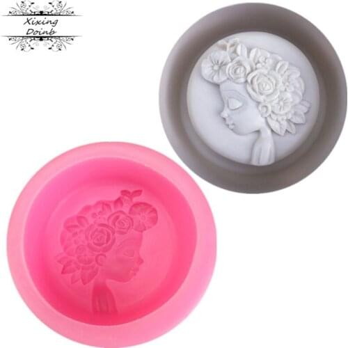 Girl side face shape silicone mold chocolate truffle cake decorating tool DIY polymer clay soap cake mold