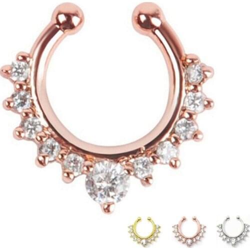 Alloy Nose Hoop Nose Rings Body Piercing Jewelry Fake Septum Clicker Non Piercing Hanger Clip On Jewelry