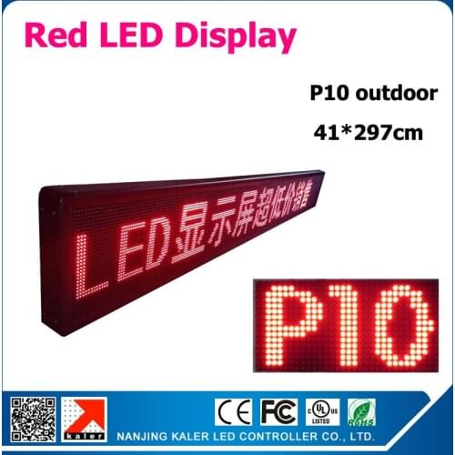 41x297cm led sign board p10 led module 1/4 Scan current drive led display red color outdoor bright led sign