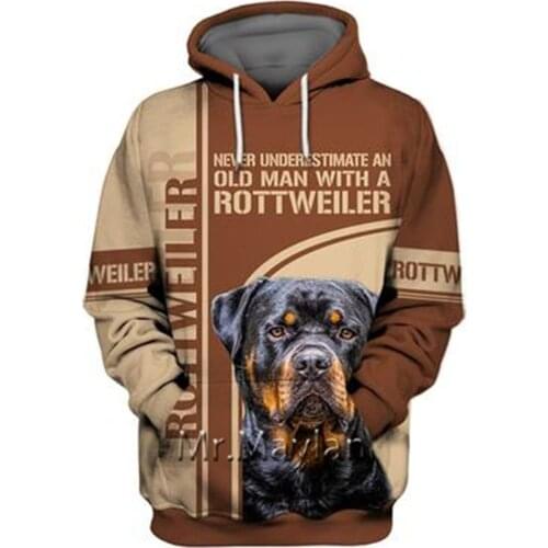 Personality Fashion Animal Rottweiler 3D Print Graphic Hoodie Men/Women Streetwear Oversized 5XL Sweatshirt Harajuku Tops QW-08