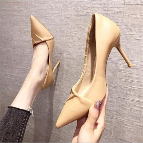 Sexy High Heels Shoes Women Top Quality PU leather Heeled Shoes Woman Pumps Fashion Office Party Shoes Woman Large Size 34-41
