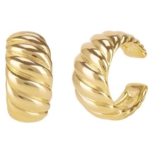 Rope chain twist circle geometric simple women ear cuff clip on earring wholesale
