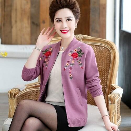 Spring Autumn Jacket Knitted Sweaters Women Shirts Coat Fashion Cardigan Plus Size Knit Tops Loose Embroidery Sweater AA5046