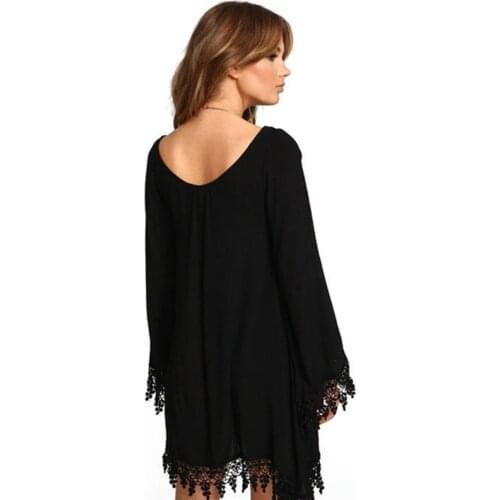 Spring Long Sleeve Dress Women Plus Size 6XL Dress Black Casual Chiffon Summer Dresses Midi Vestidos Verano LWL1773