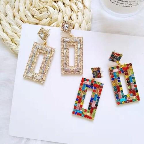 Ztech New Mix/White Rhinestone Fashion Earrings Women Trendy Jewelry Gold Color Metal with gems Drop Earrings For women Girls