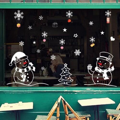 1pc New Year Sticker Christmas Snowflake Window Sticker Winter Wall Stickers Removable Xmas Glass Wall Stickers Room Home Decor