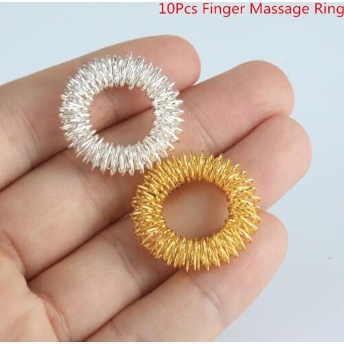 10pcs/Set Stainless Steel Finger Massage Ring Acupuncture Ring Therapy Relax Hand Blood Circulation Pain Relief Health Care