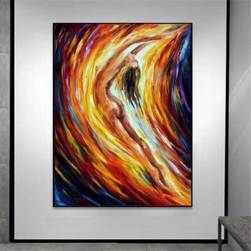 100% Hand Painted Abstract Girl Oil Painting On Canvas Wall Art Pictures For Home Decor Bedroom Decoration Large Size Frameless