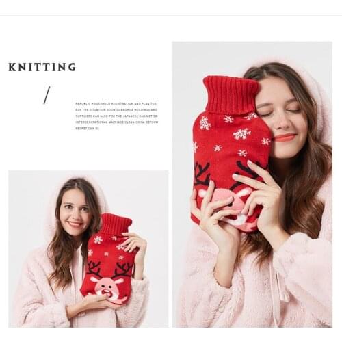 1000ml Hot Water Bottles Portable Rubber Winter Warm Hot Water Reusable Hand injection warmer Knitted coat Rubber liner 1pcs