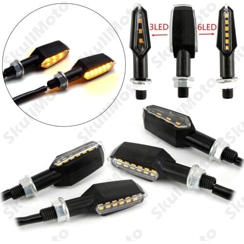 4Pcs 10mm Motorcycle Parts Double Side 3+6 LED 2wire Turn Signal Blinker Indicators Light Lamp For Kawasaki Suzuki Honda Yamaha