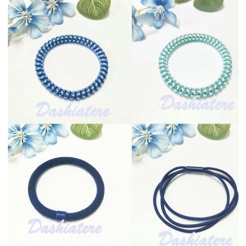 4pcs/lot Simple Hair Bands Scrunchies Pack Head Decorations Blue Coil Elastics Hairties Accessory Female Headbands for Women