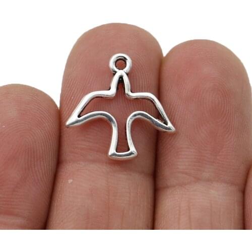40pcs Antique Silver Plated Peace Dove Charms Pendants for Jewelry Making Bracelet DIY Accessories 18mm