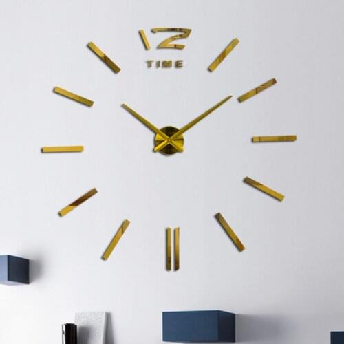 New sale Diy acrylic mirror wall clock europe big quartz watch still life bedroom clocks living room home decoration stickers