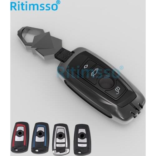 Galvanized Alloy Car Smart Key Fob Case SKin Cover For BMW 3 4 5 Series 320i 530i 550i F20 F21 F30 F31 F25 F01 F02 With Keychain