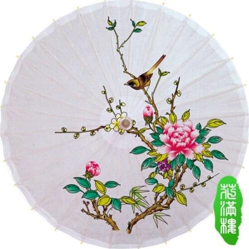 Dia 50CM Small Birds on Flowers Oiled Paper Umbrella Handmade Chinese Classical Craft Dance Porps Cosplay Umbrella for Child