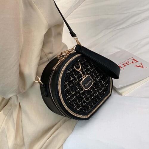 Elegant Female Round Tote Bag Fashion New High Quality Woolen Womens Designer Handbag Shoulder Crossbody Messenger bag