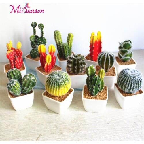 1 Set artificial cactus potted PU plant with vase simulation tropical decorative plants for home Wedding office table decoration