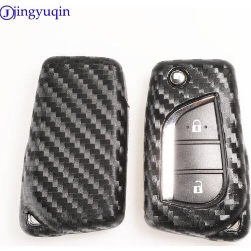 Jingyuqin 10ps Carbon Silicone Car Key Case Cover For Toyota Auris Corolla Avensis Verso Yaris Aygo Scion TC IM 2015 2016