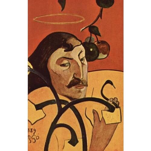 Paul Gauguin People Oil Painting Reproduction on Linen cavas,Self-Portrait with Halo by paul gauguin, 100%handmade oil painting
