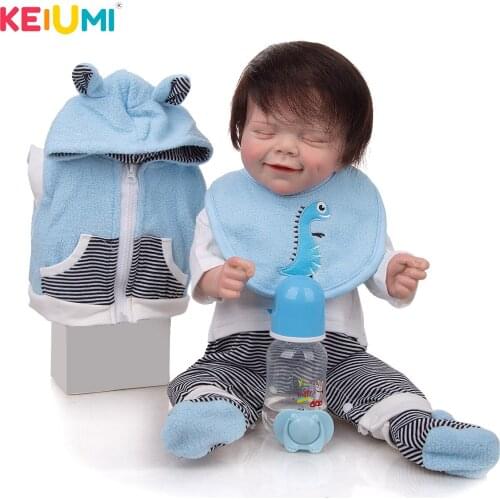 KEIUMI 19 Inch Lovely 3D-Paint Skin Rooted Eyelashes Reborn Newborn Doll Well Packaged Accessories Free Alive Reborn Baby Doll