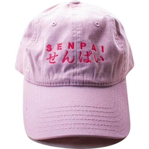 100% cotton washed Pink Senpai Dad Hat unisex adjustable unstructured fashion baseball cap for sports hip hop snapback hats