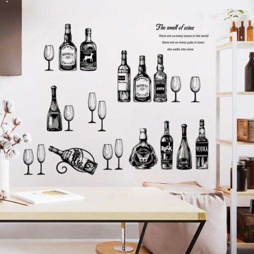Creative Wine Bottle Wall Stickers Teenager Living Room Bedroom Restaurant Modern Decor Aesthetic Wall Decoration Wallpaper
