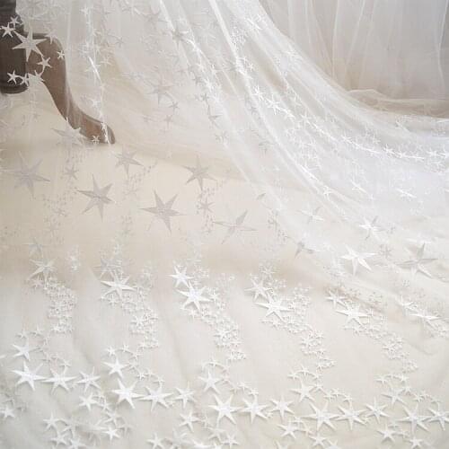 Star lace embroidery star shape lace fabric full bridal dress lace DIY lace