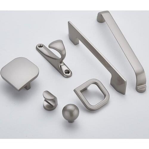 Metal Zinc Door Pull Furniure Drawer Handle Knob Nickle Silver Cupboard Kitchen Wardrobe Closet Dresser Cabinet Hardre For House