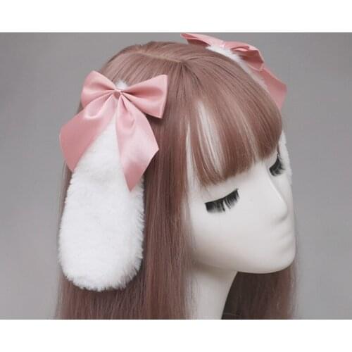 Cute women girls hair accessories cute rabbit plush hanging hair clip clip candy ribbon bow anime character role playing