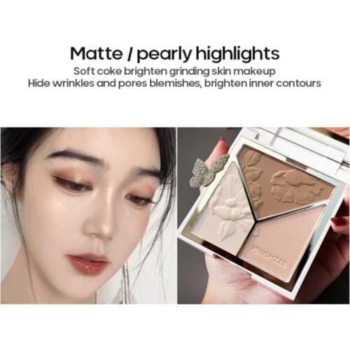 MINSHZEE Three-color Highlight Trimming Plate Matte Nose Shadow Shadow Silhouette Blush All-in-one For Face Makeup TSLM2