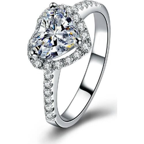 Trendy Heart-shaped Diamond Ring Exquisite Elegant Ladies Wedding Rings Send Girlfriend Romantic Gifts Free Shipping