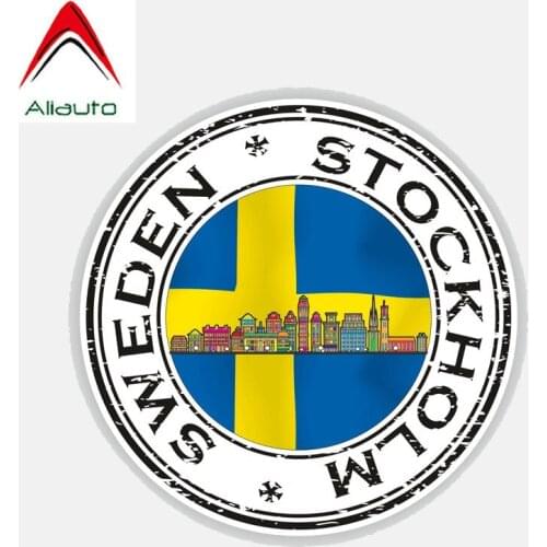 Aliauto Personality Car Sticker Sweden Stockholm Flag Waterproof Sunscreen Anti-UV Reflective Decal Accessories,13cm*13cm