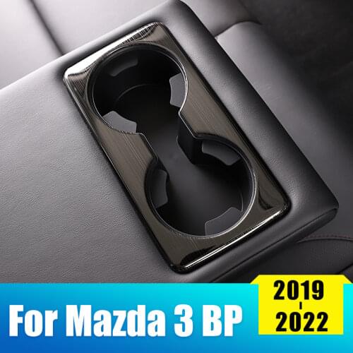 Carbon fiber Car Seat Back Row Water Cup Holder Cover Frame Panel Trim Sticker For Mazda 3 BP Alexa 2019 2020 Accessories