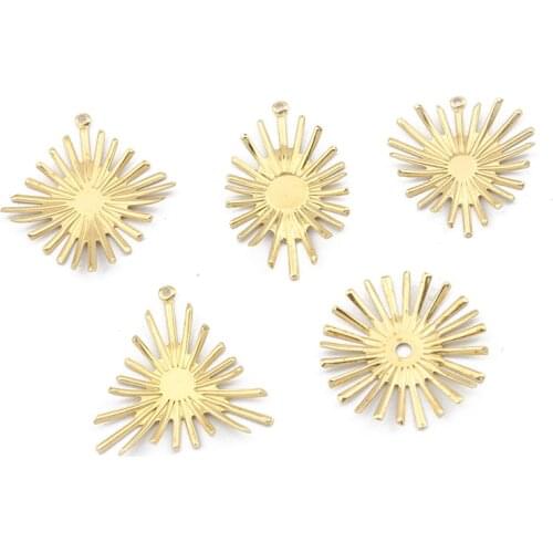 10pcs Raw Brass Sun Shaped Flower Earring Charms Pendant For Women DIY Earrings Jewelry Findings Making Supplies
