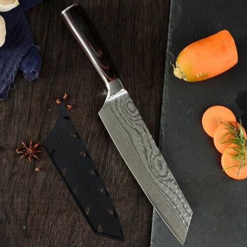 Stainless Steel Gyuto Knife 8 inch Japanese Anti-stick Damascus Veins Chef kitchen Knife Gift Knife Sheath Cover Edge Guard