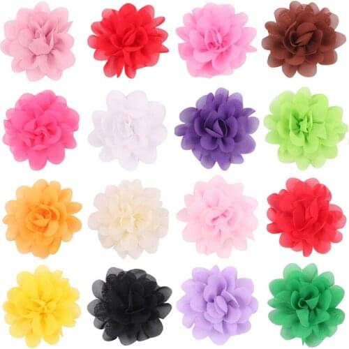 Cute 20pcs/lot 2" Mini Chiffon Flowers for Children Headband Hair Clips Diy Headwear Baby Girls Cloth Hats Hair Accessories