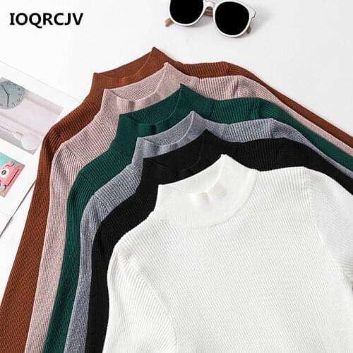 IOQRCJV Autumn Winter Women Pullovers Sweater Knitted Elasticity Casual Jumper Fashion Slim Turtleneck Warm Female Sweaters R162