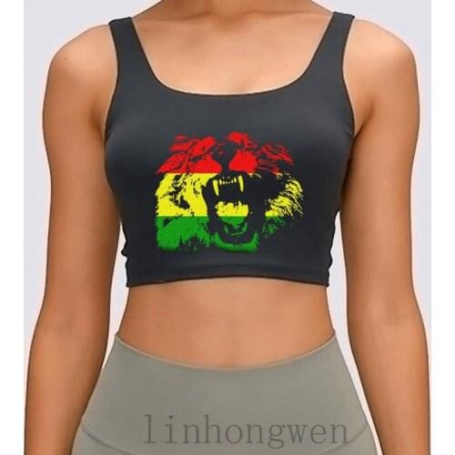 Character Women Tank Top Clothing New Arrival Rasta Lion Crop Top For 100% Cotton Camiseta Personalizada Big Sizes