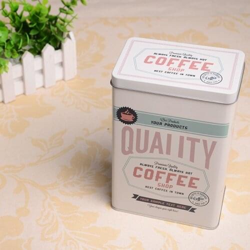 Square Coffee Beans Package Seal Tin Boxes Metal Candy Biscuits Coffee Tea Box Organizer Storage for Home