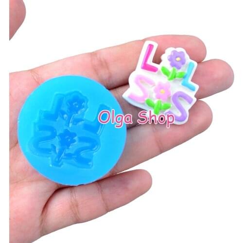 PYL351 29.4mm x 26.4mm Script Brand Silicone Mold Fondant Cake Decoration Candy Resin Clay Earrings Necklace Craft Soap Candle