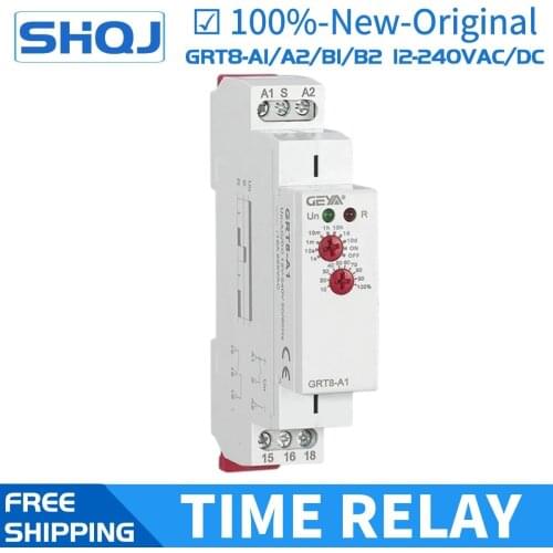 TIME RELAY GRT8-A1 GRT8-A2 ON Delay Timer GRT8-B1 GRT8-B2 OFF Delay Time Relay SPDT 16A DPDT 8A 12V 24V 220V DIN 12-240VAC/DC